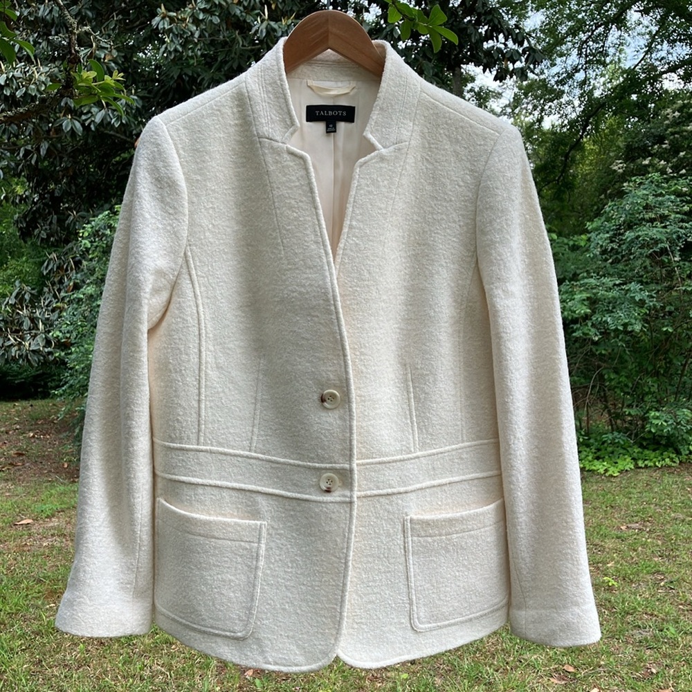 Talbots Cream Textured Two-Button Blazer - Picture 5 of 16